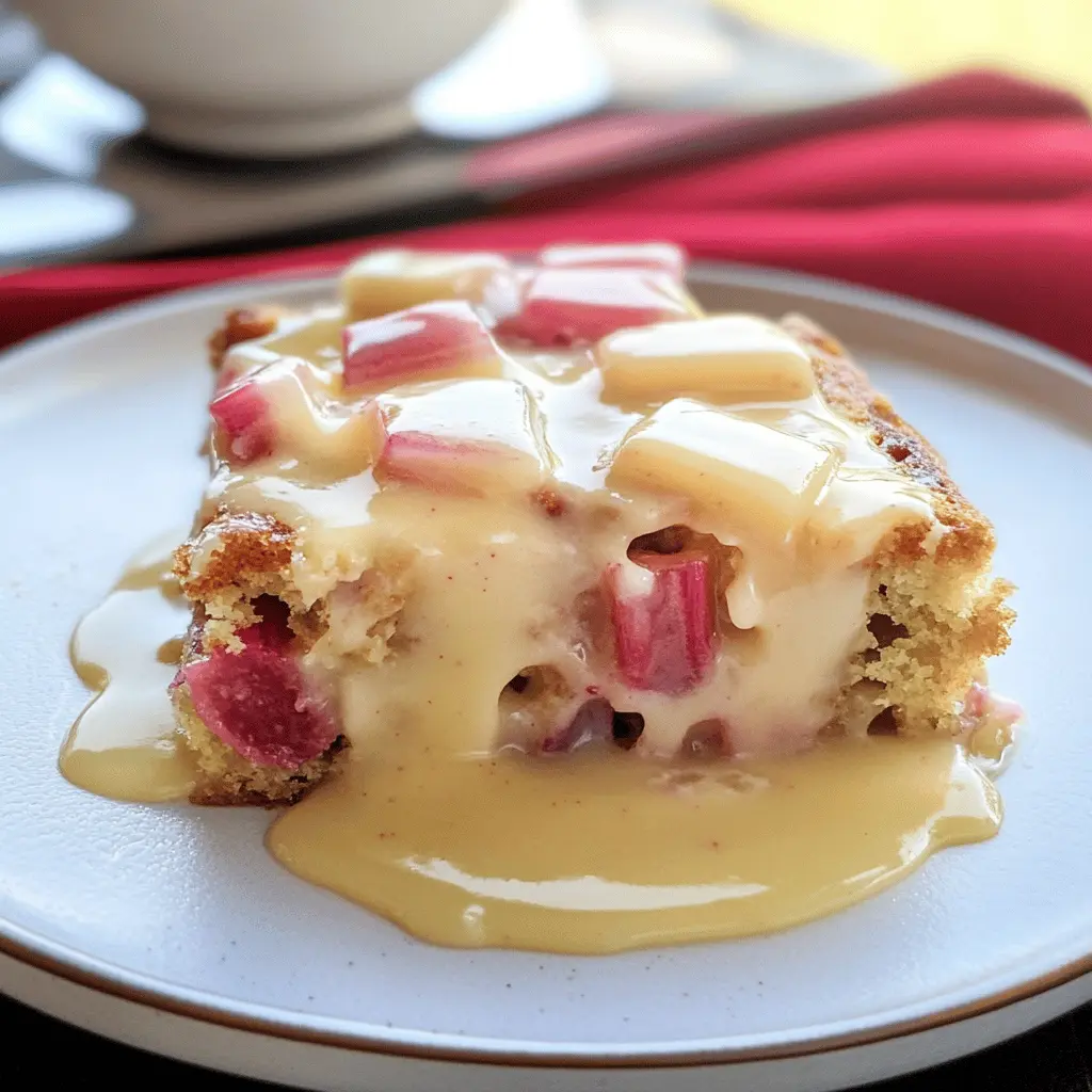 This Rhubarb Cake with Butter Sauce is a delightful treat bursting with tangy flavor! Made with fresh rhubarb, this moist cake is perfectly balanced with a rich buttery sauce that takes it to the next level. It's an ideal dessert for gatherings or a cozy family dinner. Save this recipe to impress your friends and family at your next event!