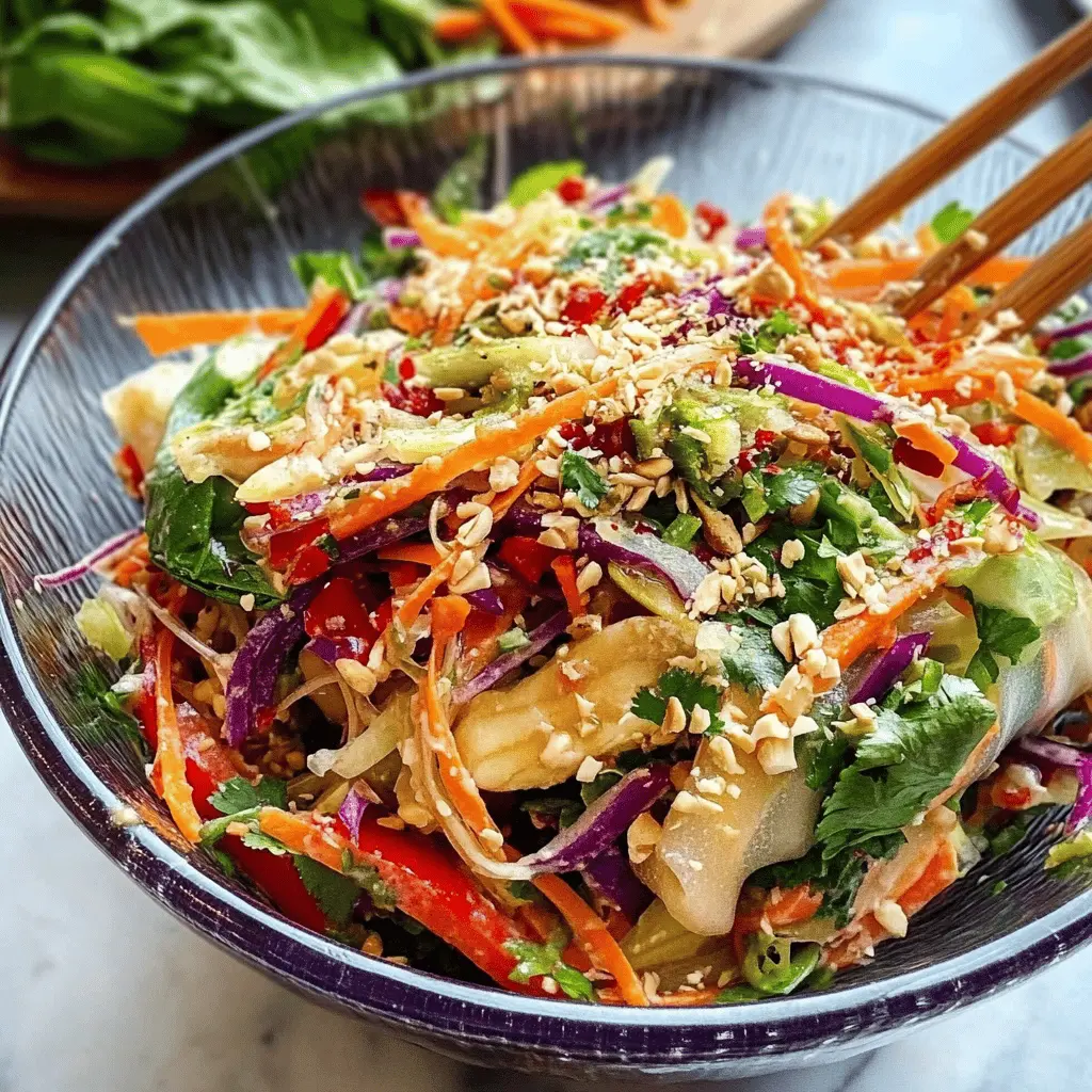 Fresh, crunchy, and bursting with flavor! This Spring Roll Salad features crisp veggies and a zesty spicy ginger dressing that ties everything together beautifully. Perfect for a light lunch or a refreshing side dish at your next gathering. Save this recipe for an easy, healthy meal option that everyone will love!