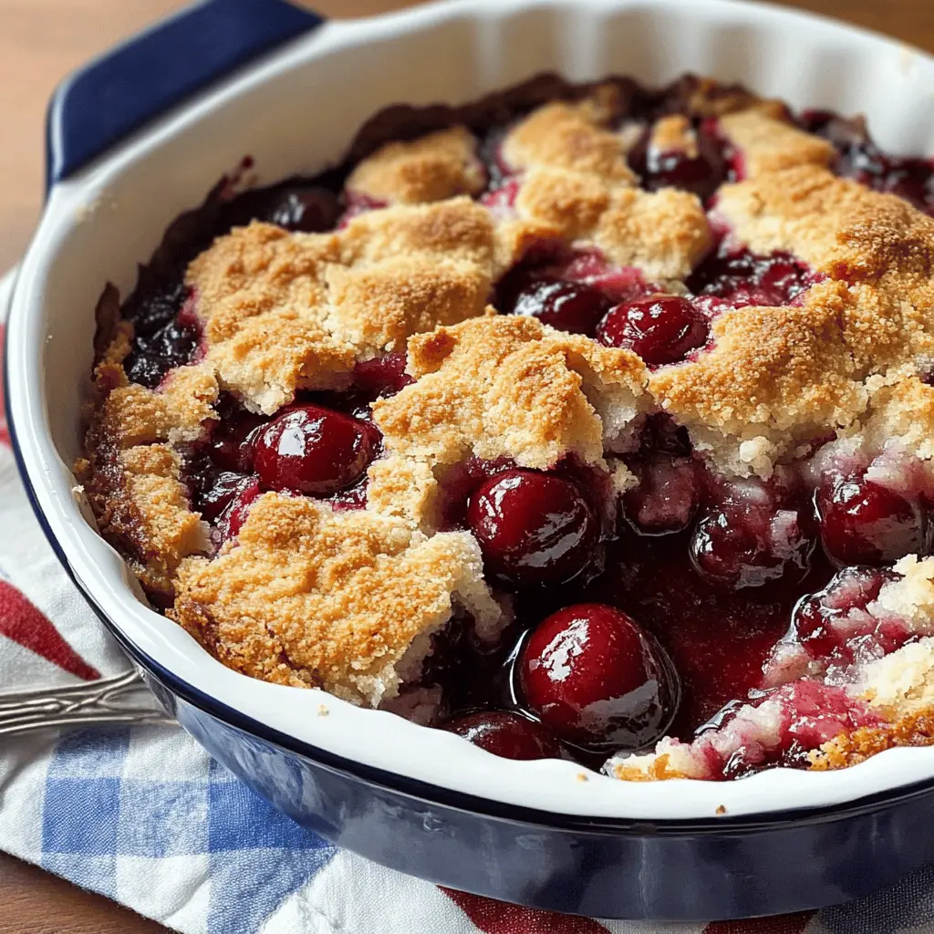 This sweet cherry cobbler is the perfect dessert for showcasing juicy cherries! With a buttery, flaky topping and a warm, gooey filling, it’s an irresistible treat that will have everyone coming back for seconds. Save this recipe for your next family gathering or summer picnic, and enjoy the taste of homemade goodness! 🍒✨