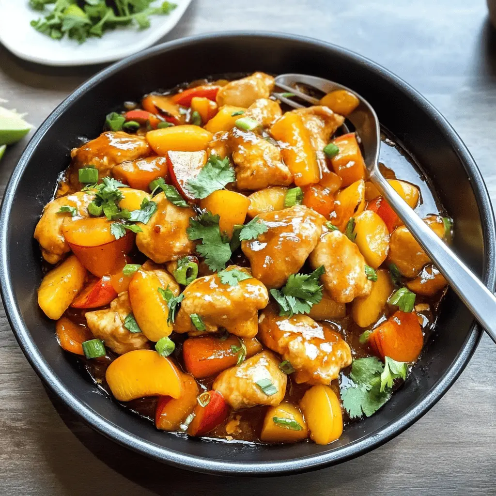 Bring a burst of flavor to your dinner table with this Thai Peach Chicken recipe! Sweet peaches combined with tender chicken create a delightful dish that's perfect for summer evenings or casual gatherings. This easy recipe features a blend of Asian-inspired spices that will wow your family and friends. Save this pin for a delicious way to spice up your weeknight meals!