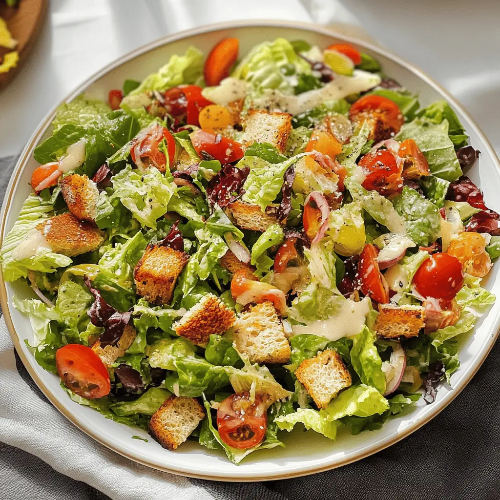 This classic house salad is a refreshing mix of crisp greens, juicy tomatoes, crunchy cucumbers, and zesty dressing that your taste buds will love! Perfect as a side dish or a light meal, it brings a burst of color and flavor to any table. Save this recipe for your next gathering or a simple weeknight dinner!
