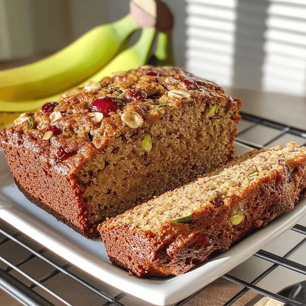 Start your day with this delicious Zucchini Banana Bread that's moist, flavorful, and packed with goodness! Made with ripe bananas and fresh zucchini, this recipe is perfect for breakfast or a sweet treat. Enjoy it warm with butter or sprinkle some nuts for added crunch. Save this pin for your next baking day!
