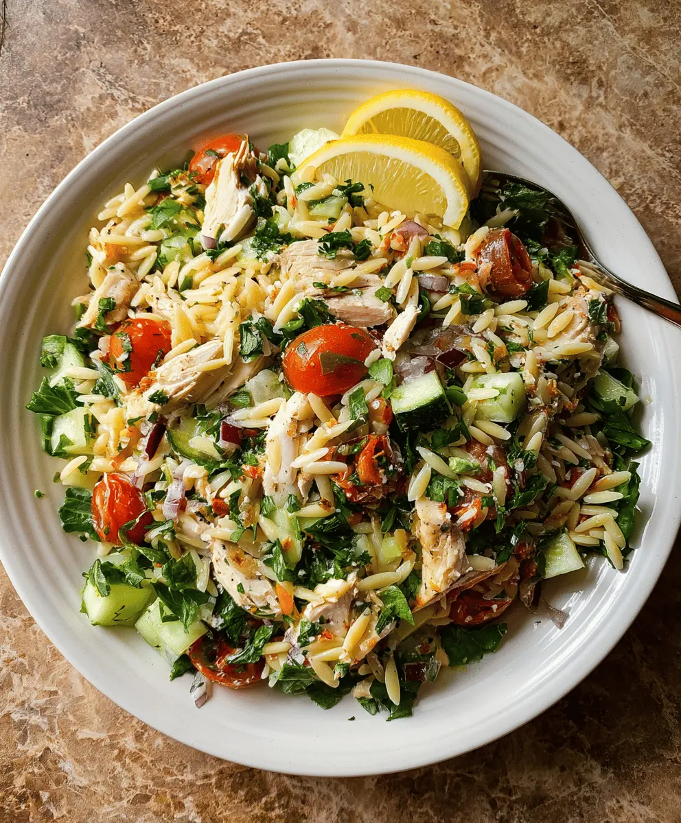 Easy Lemon Orzo Salad with Chicken
