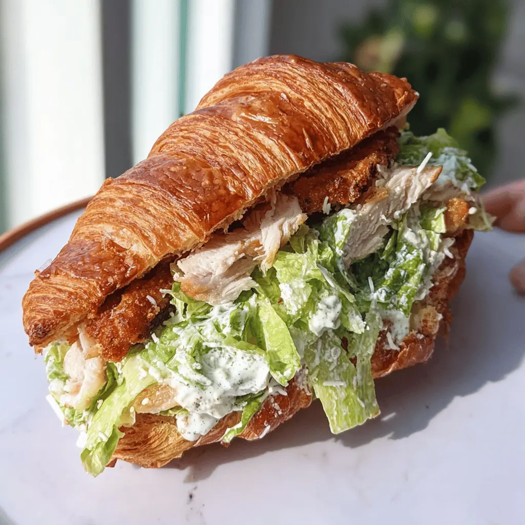 Easy Croissant Chicken Caesar Salad Sandwich