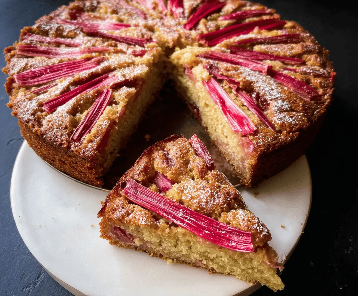 Easy Moist Rhubarb Cake Recipe