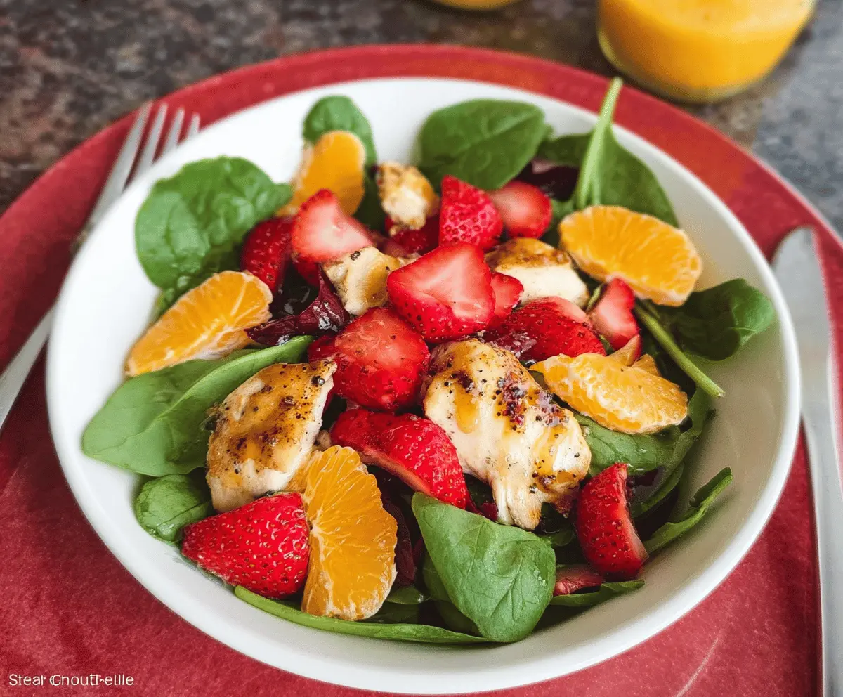 Easy Strawberry Orange Spinach Salad with Chicken