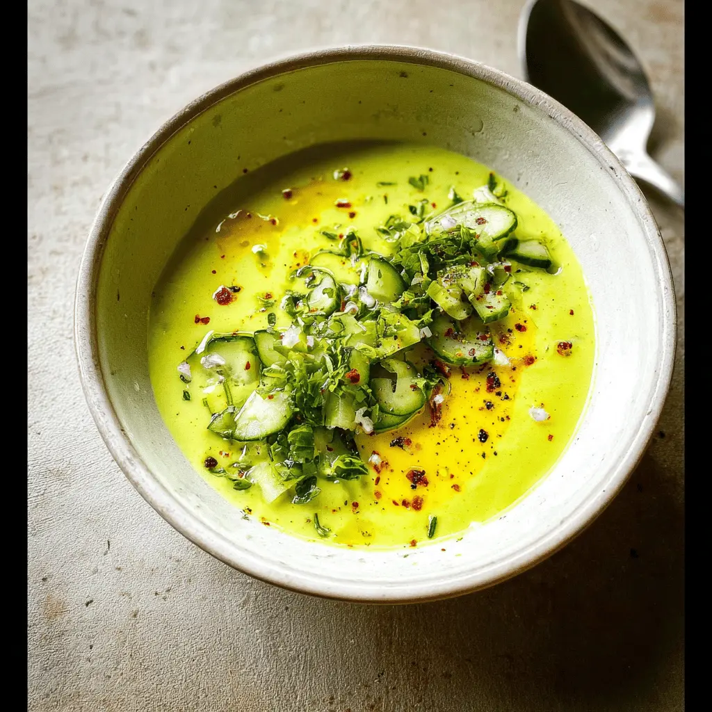 Easy Chilled Cucumber Soup with Salad