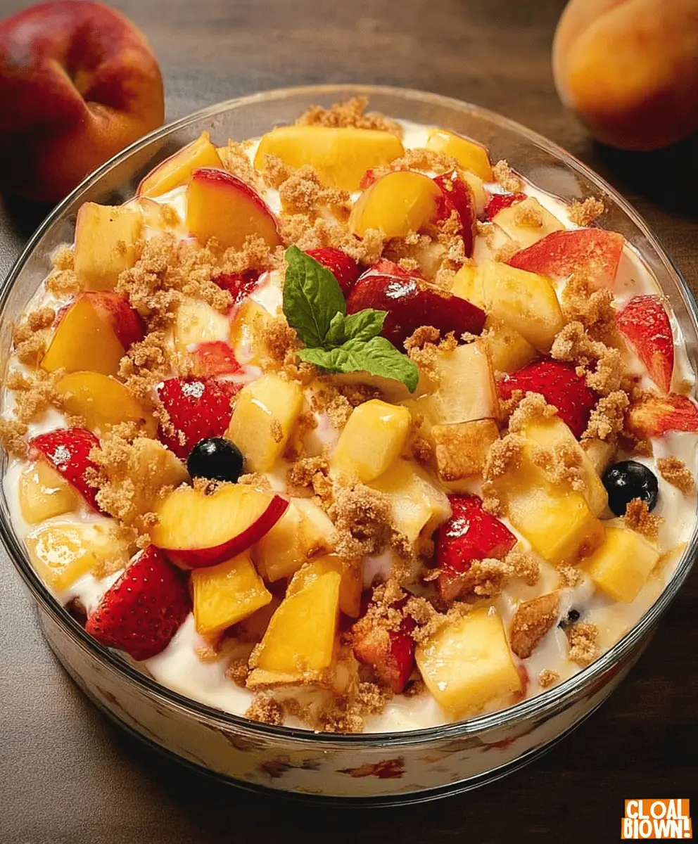 Easy Peach Cobbler Cheesecake Fruit Salad Recipe