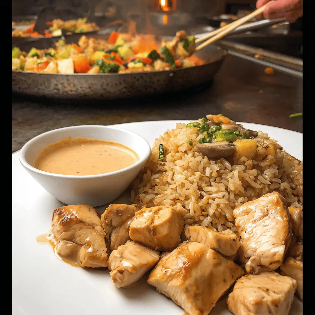 Easy Hibachi Chicken with Fried Rice and Veggies