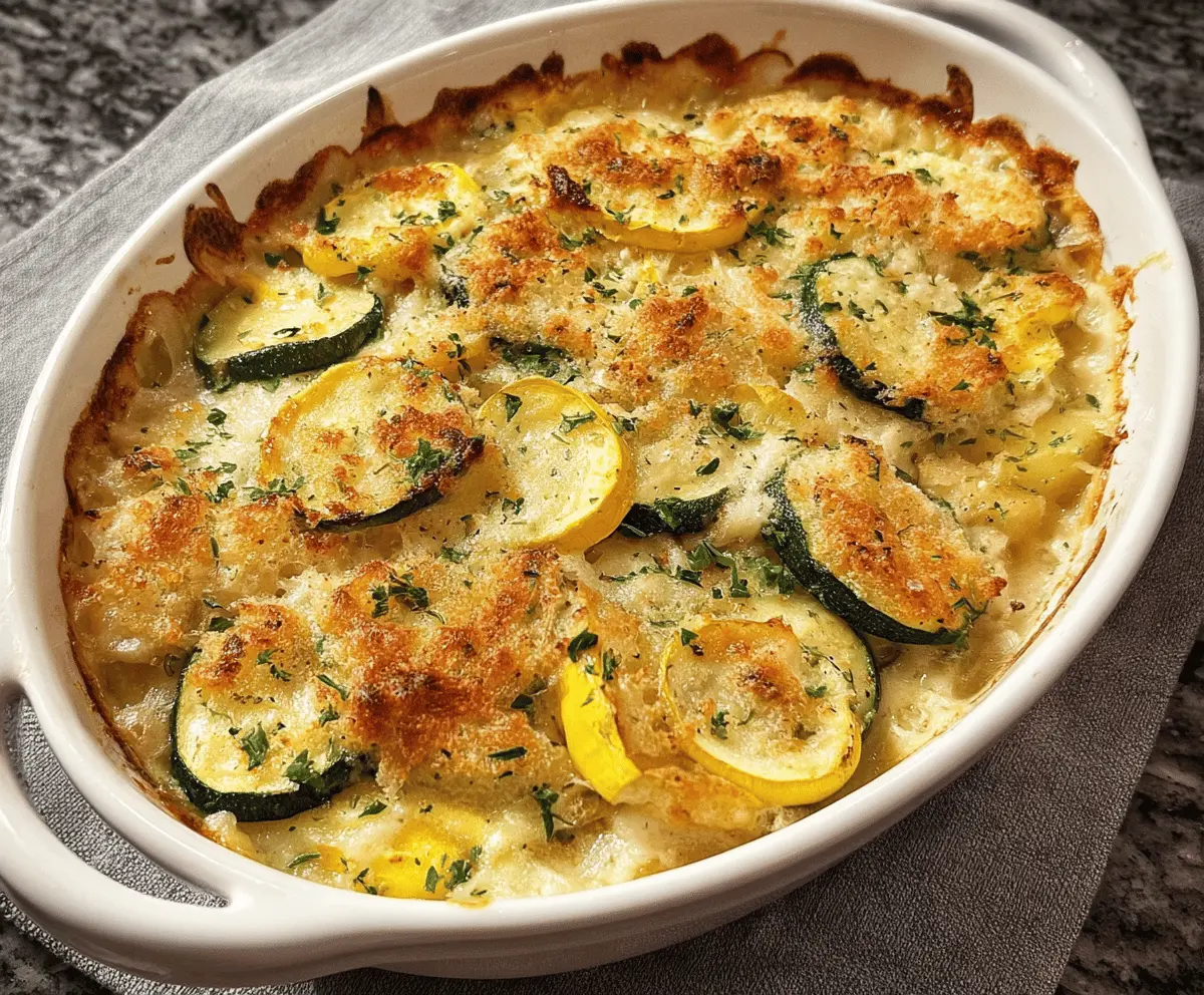 Easy Cheesy Zucchini and Yellow Squash Au Gratin