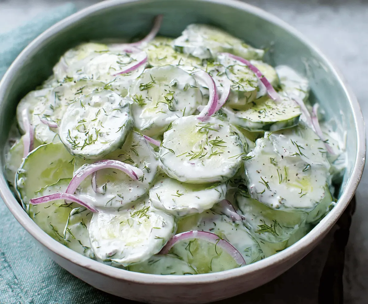 Easy Creamy Cucumber Salad Recipe