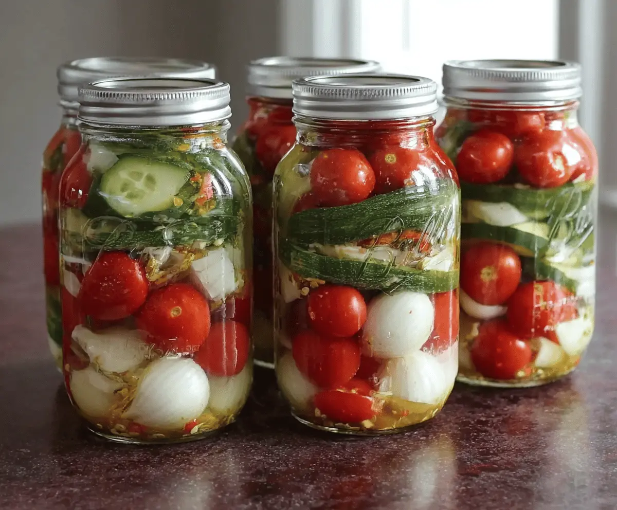 Easy Pickled Cherry Tomatoes, Onions & Cucumbers