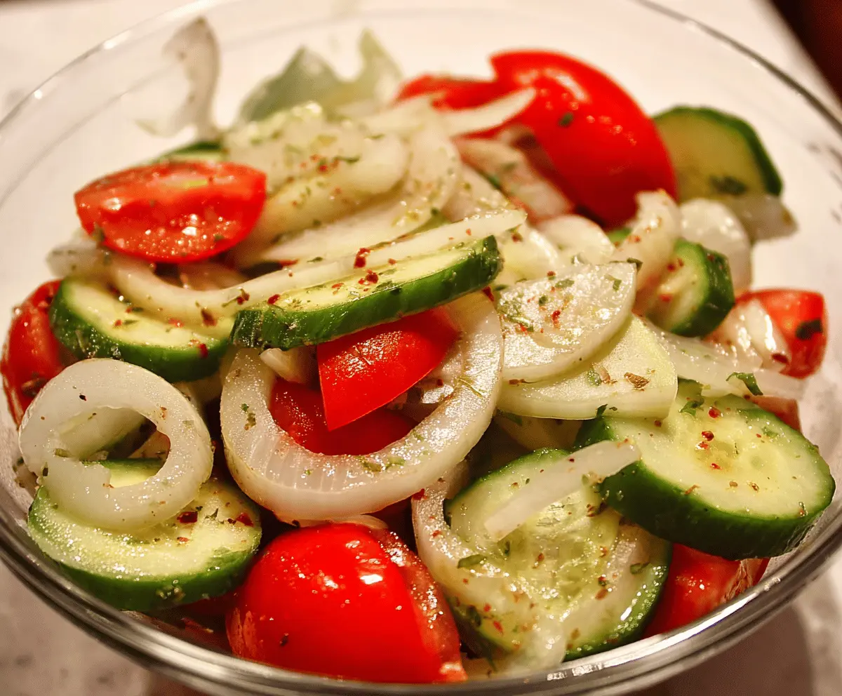 Easy Marinated Cucumbers, Onions & Tomatoes