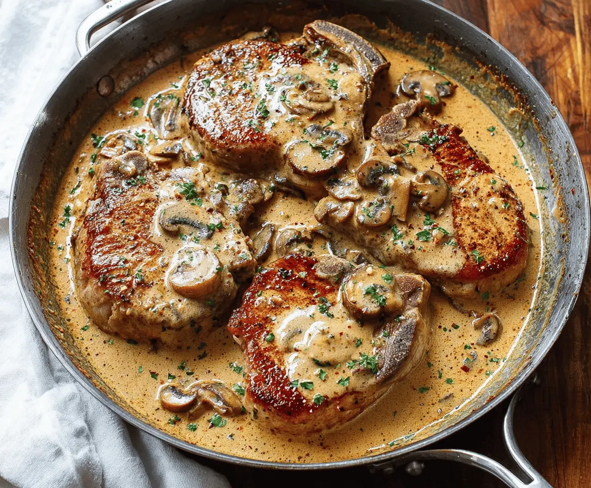 Garlic Pork Chops in Creamy Mushroom Sauce Recipe