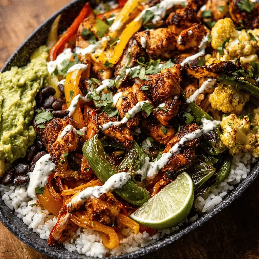 Easy Sheet Pan Poblano Chicken Fajita Bowls