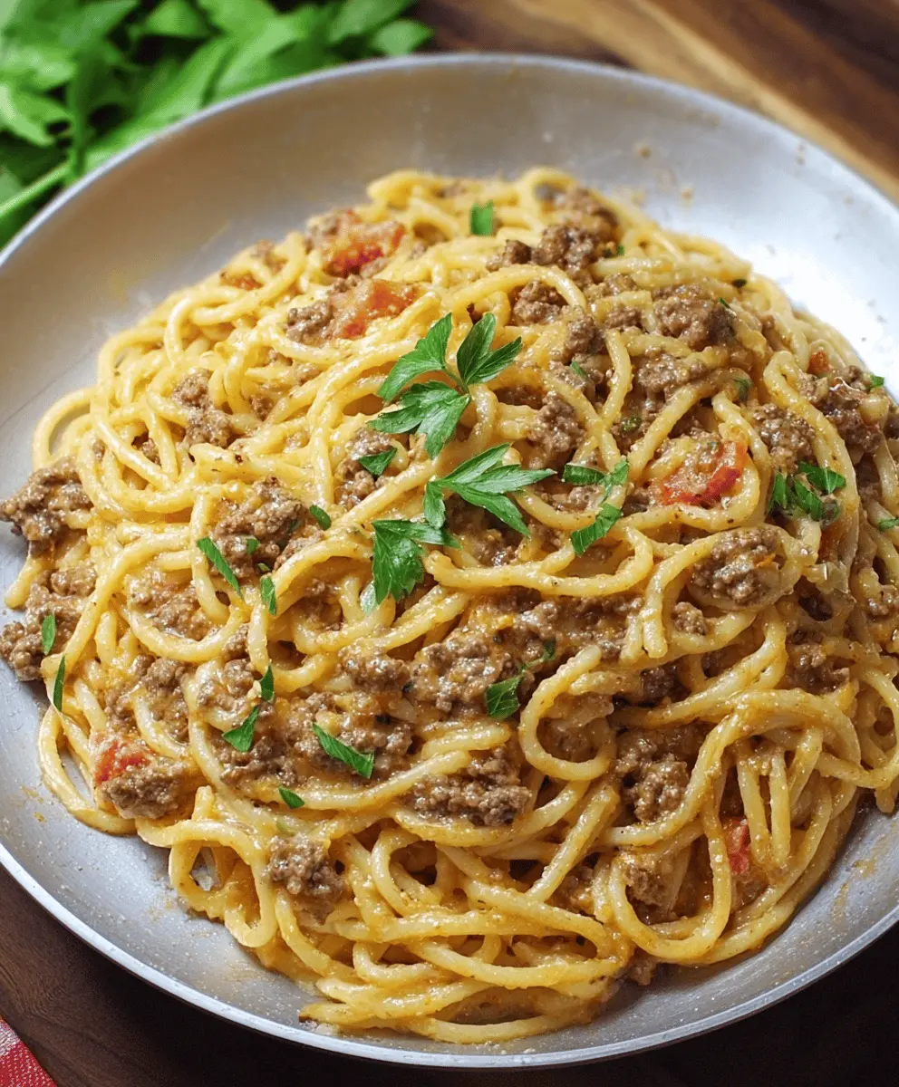 Creamy Italian Ground Beef Spaghetti One-Pot Meal