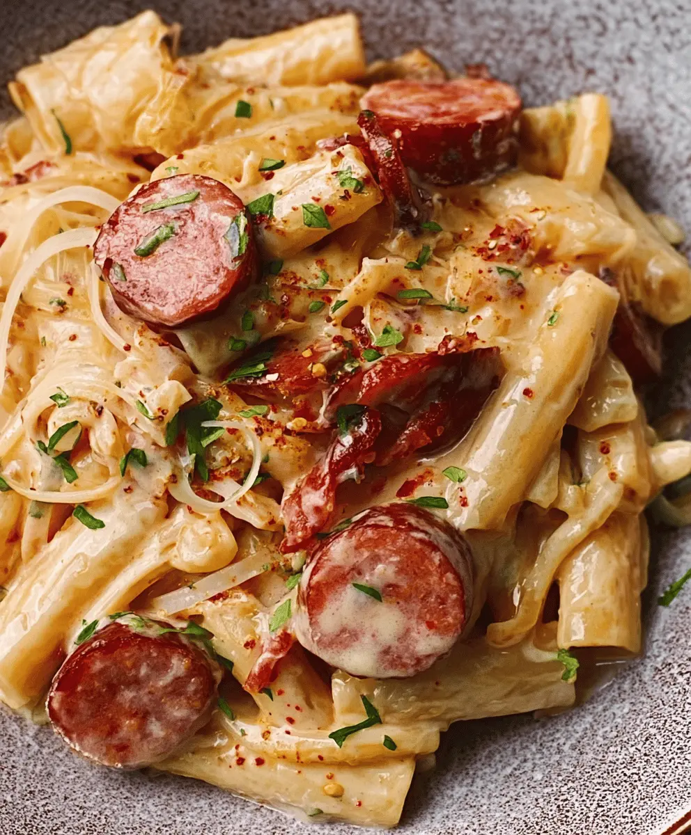 Creamy Mozzarella Pasta with Smoked Sausage Recipe