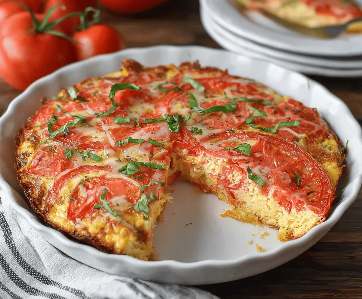 Easy Low Carb Crustless Tomato Pie Recipe