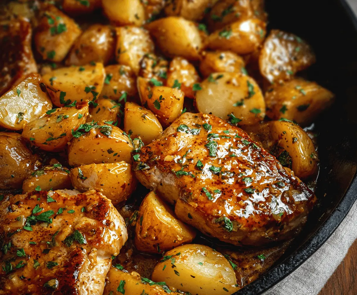 Easy Honey Mustard Pork Chops and Potatoes Skillet