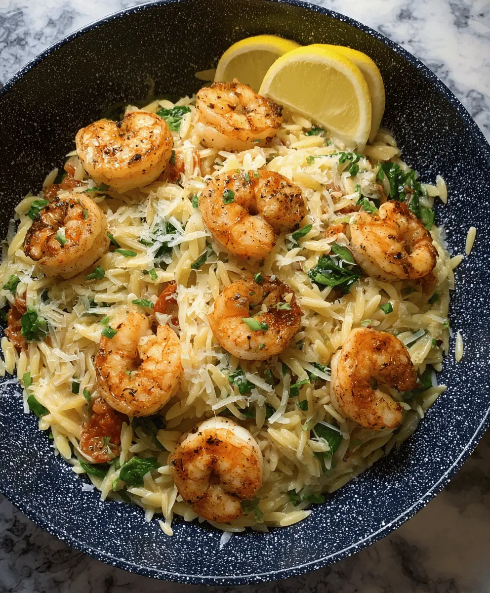Easy One Pan Parmesan Orzo with Shrimp Dinner
