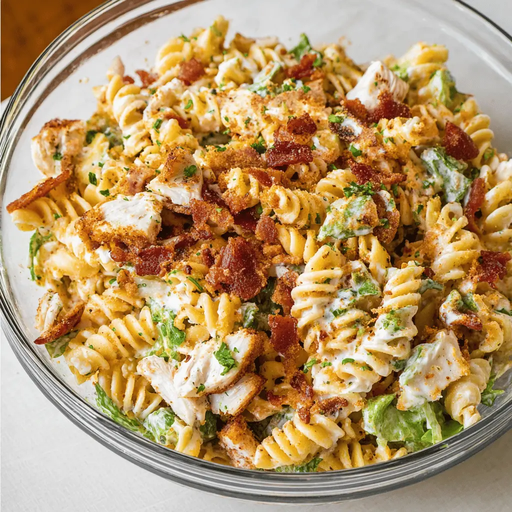 Easy Chicken Bacon Ranch Pasta Salad Recipe