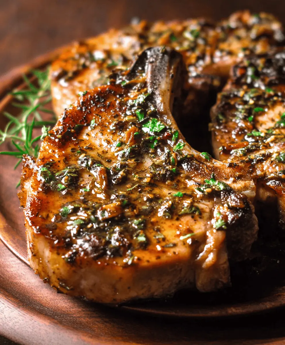 Garlic Brown Sugar Pork Chops in Herb Wine Sauce