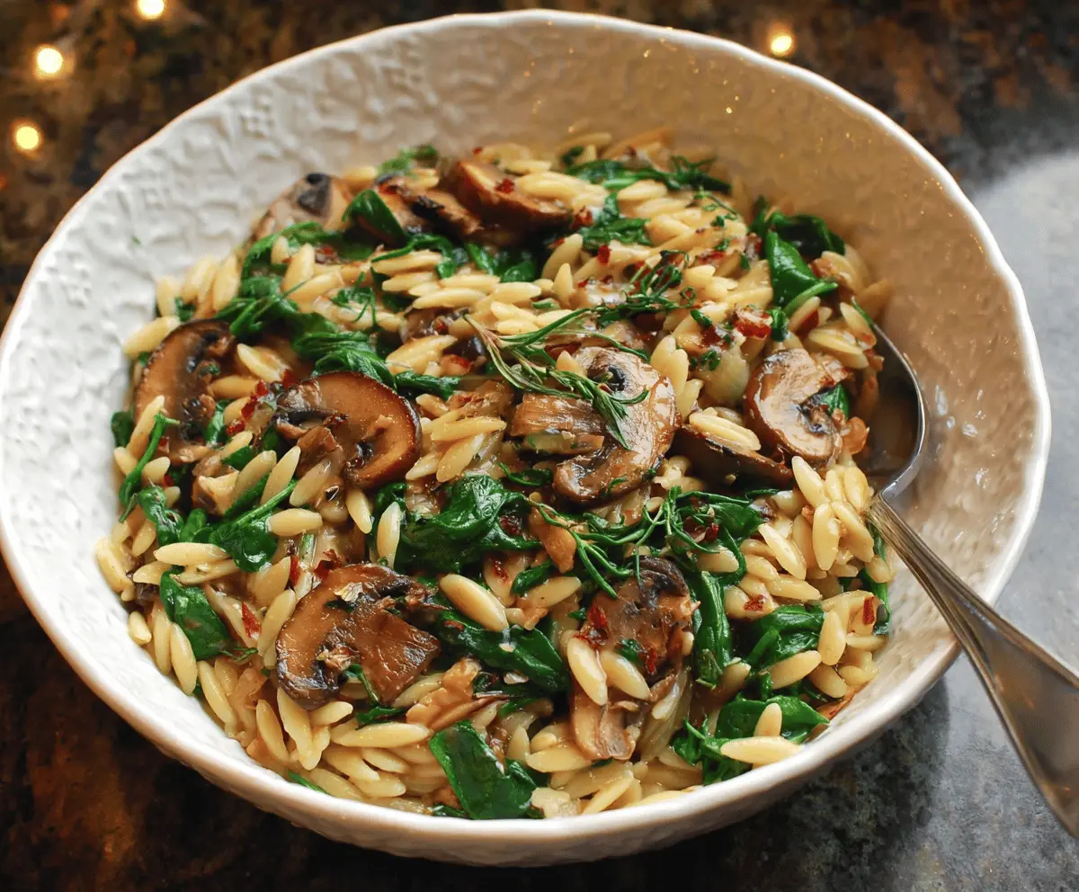 Creamy Spinach Mushroom Orzo Recipe