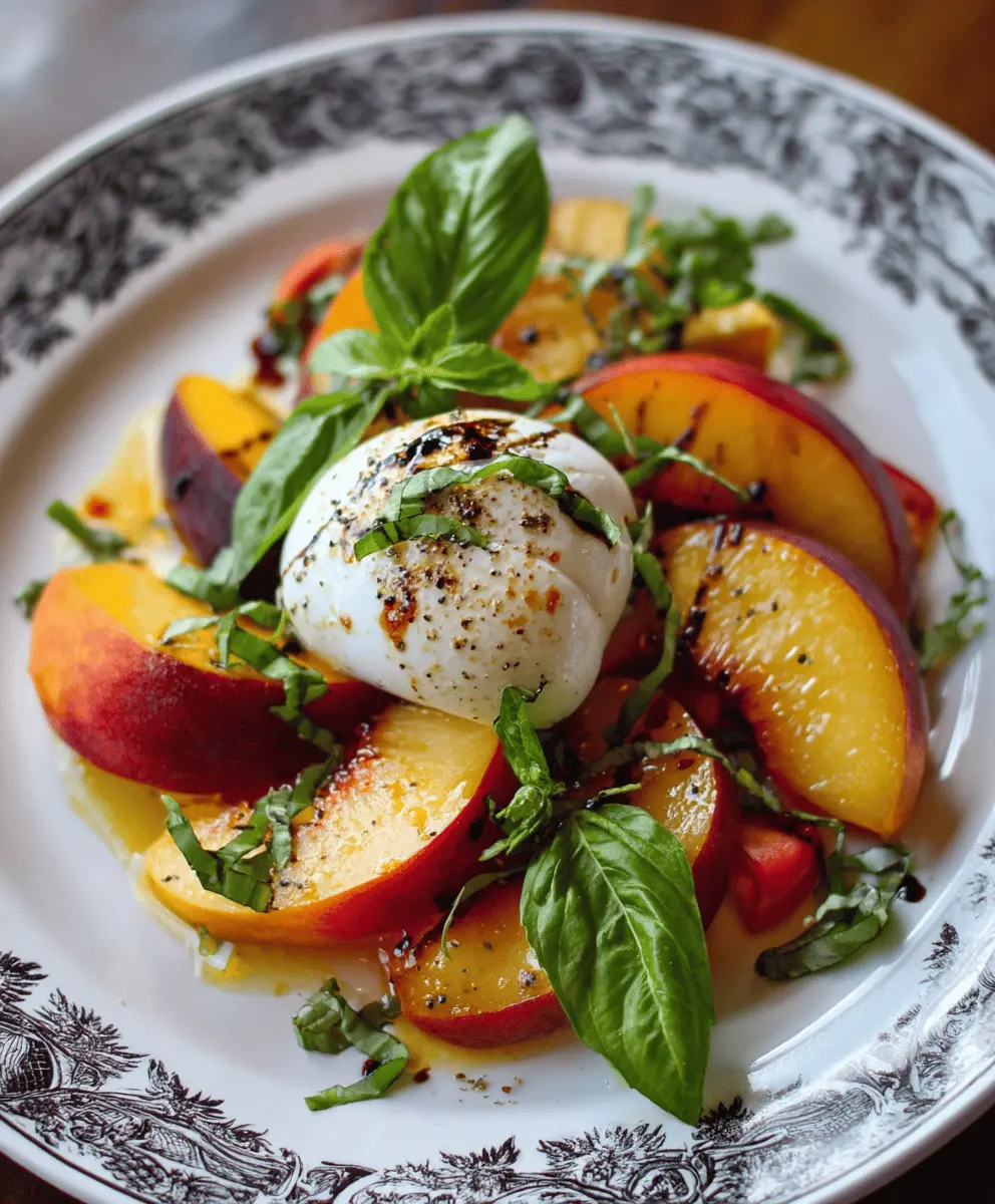 Fresh Peach Caprese Salad with Creamy Burrata
