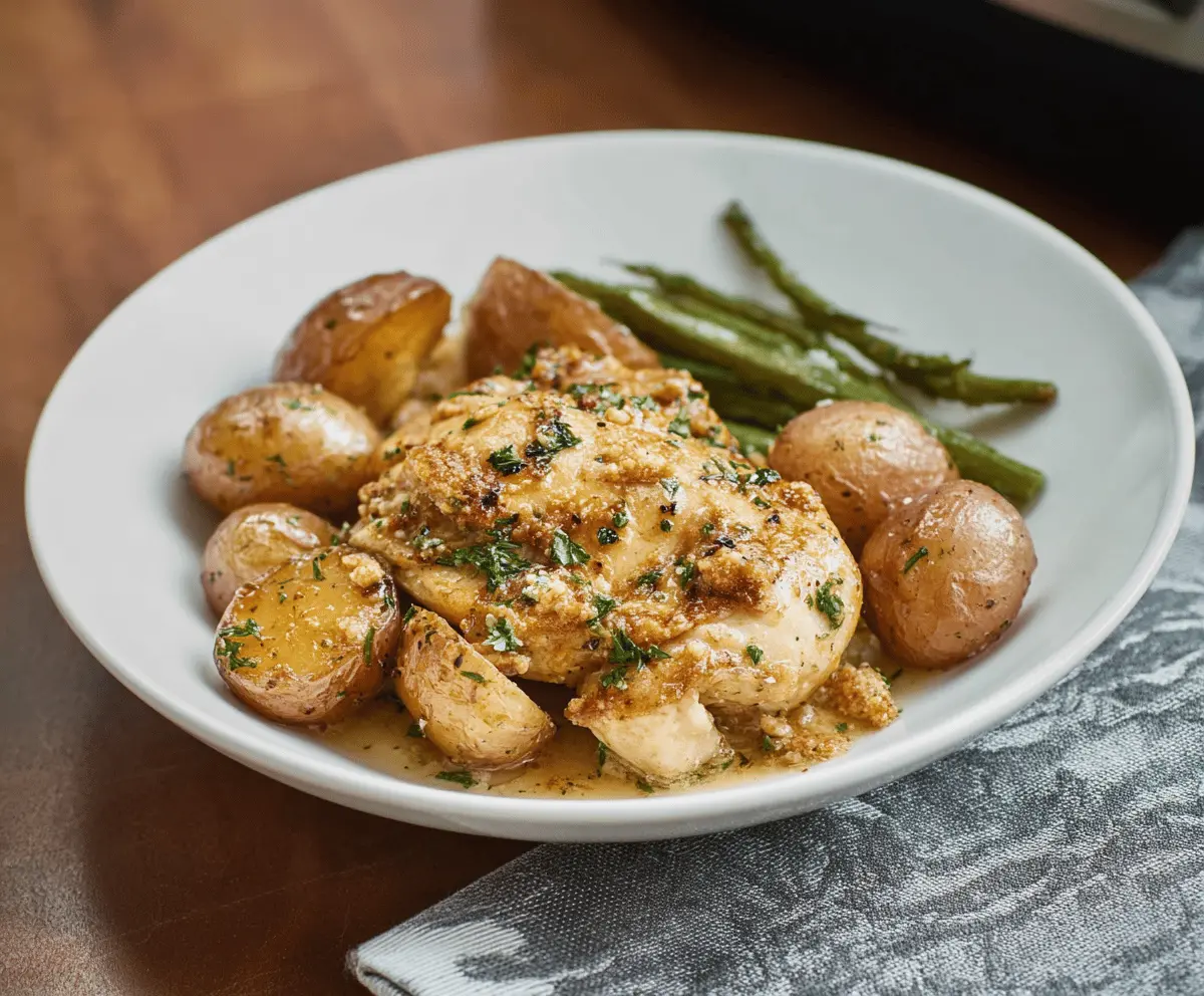 Easy Crockpot Garlic Parmesan Chicken and Potatoes Recipe