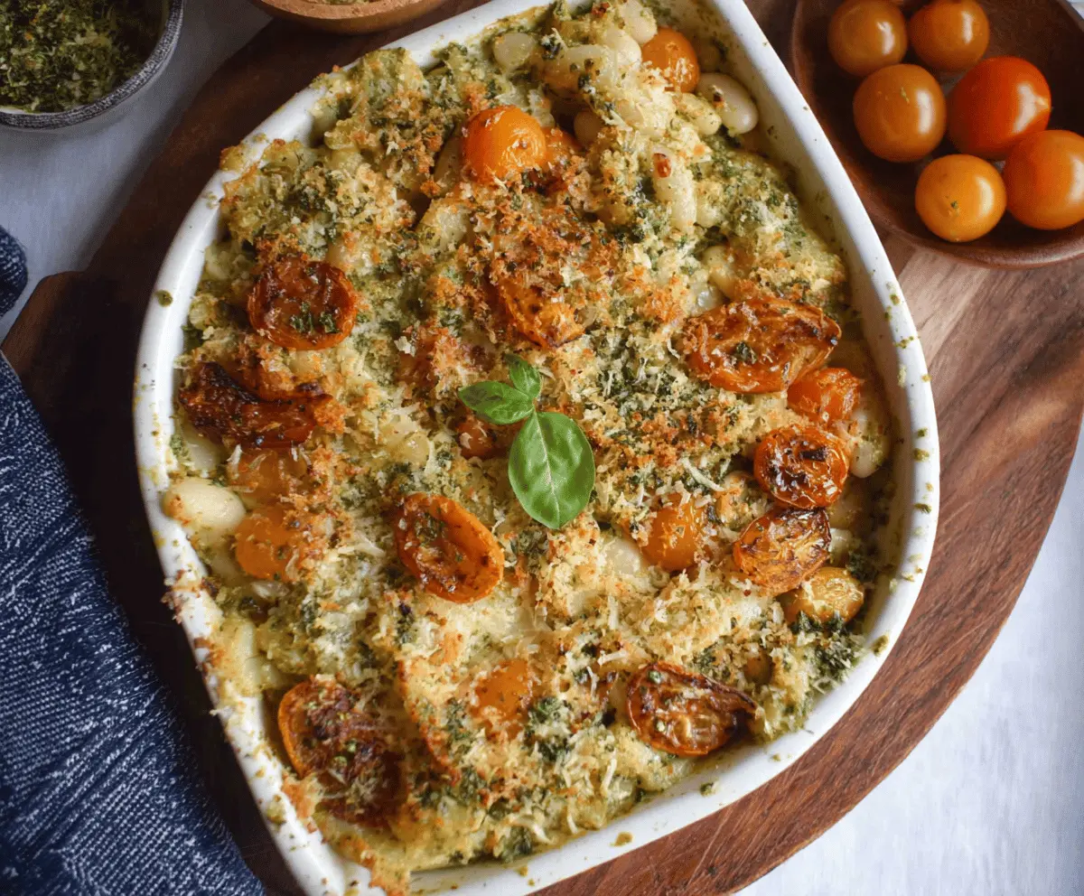 Easy White Bean and Pesto Bake Recipe