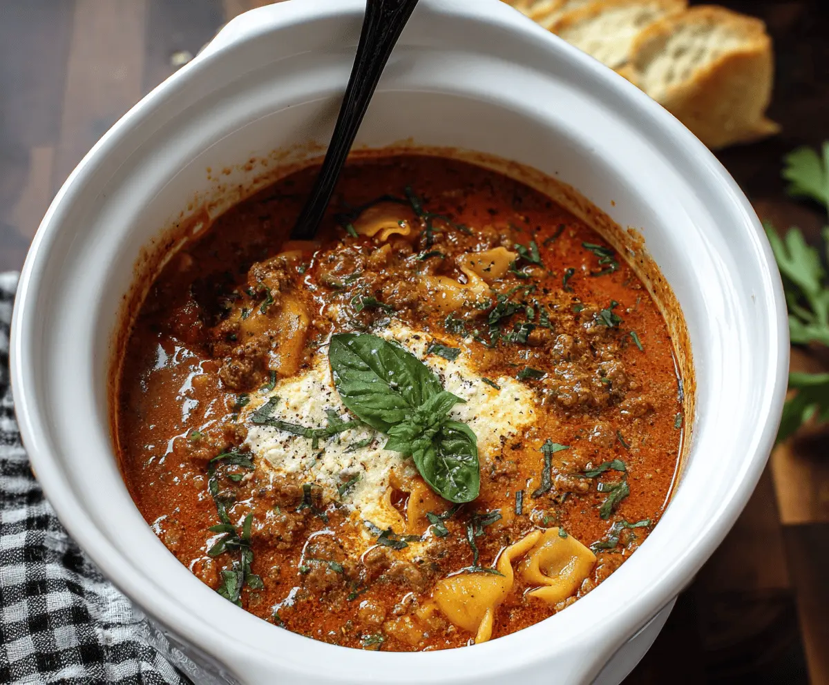 Easy Crockpot Lasagna Soup Recipe