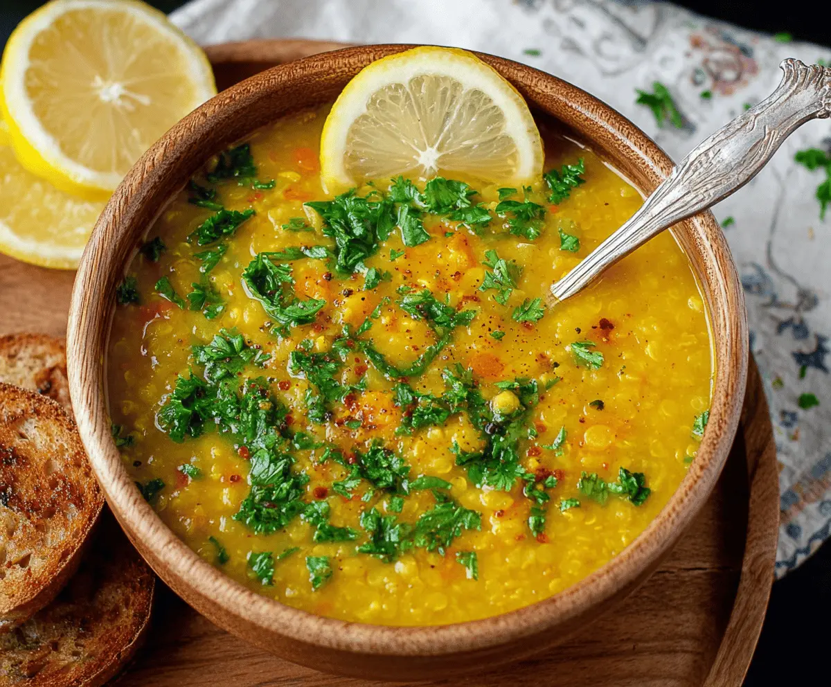 Easy Vegan Lemon Lentil Soup with Turmeric Boost