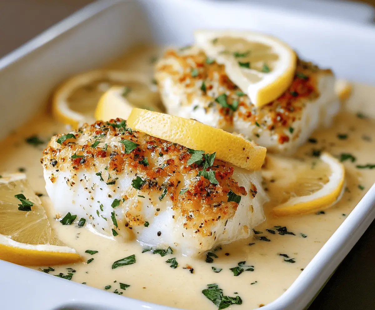 Creamy Baked Cod with Coconut Lemon Sauce