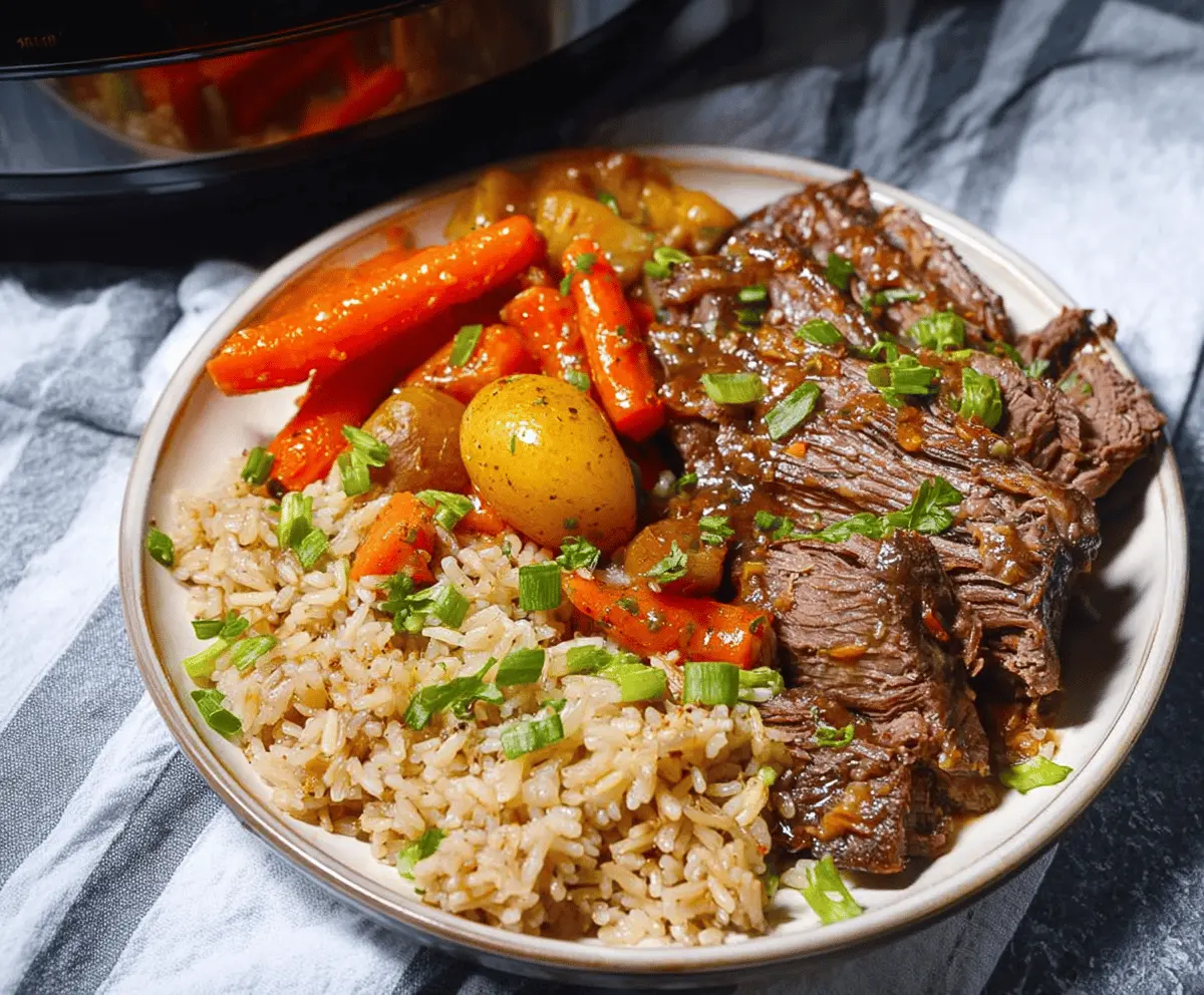 Slow Cooker Pot Roast Dinner with Rice
