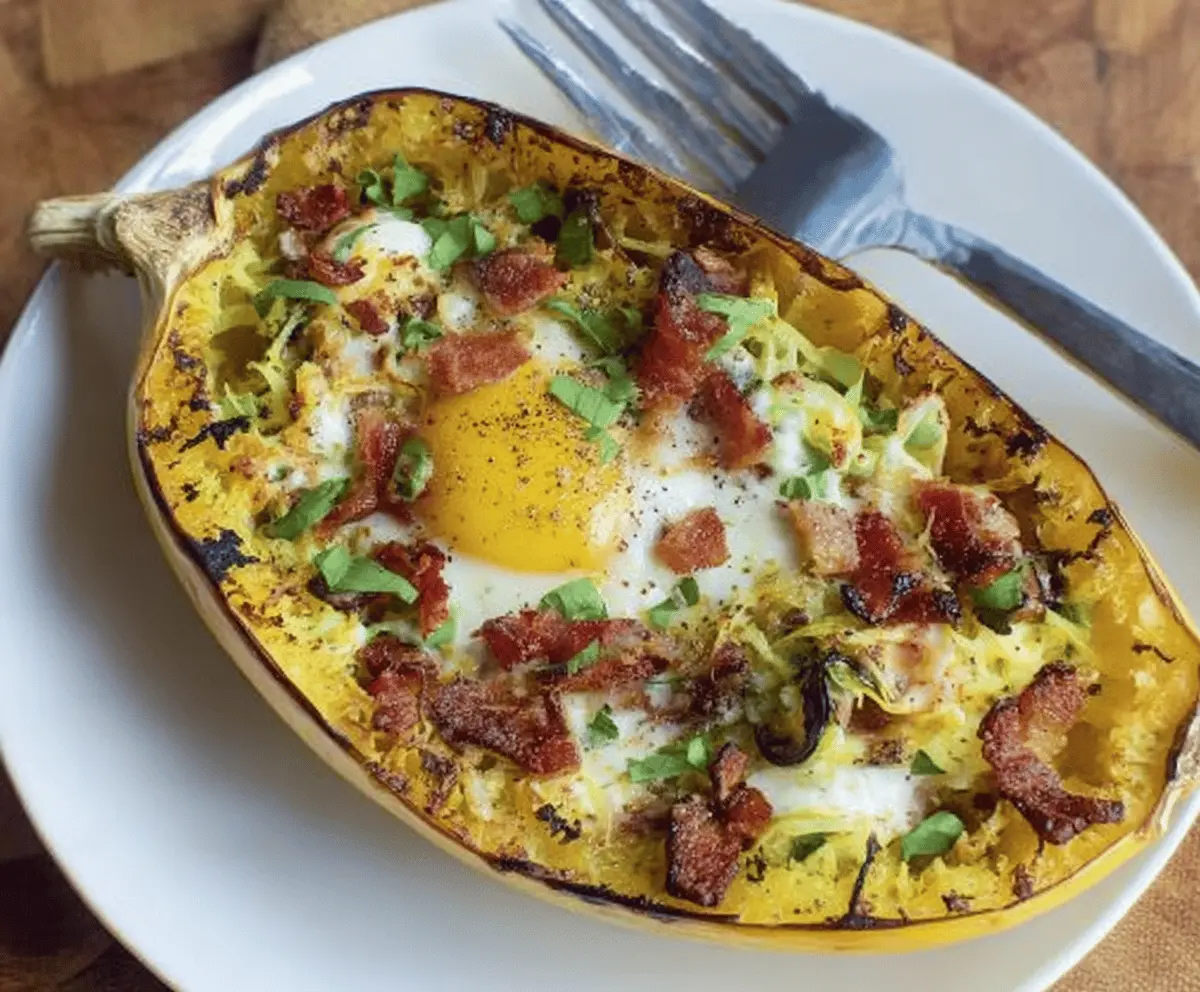 Breakfast Spaghetti Squash Boat