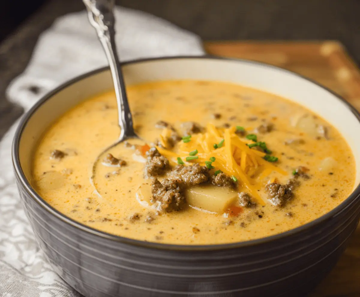 Cheesy Hamburger Potato Soup