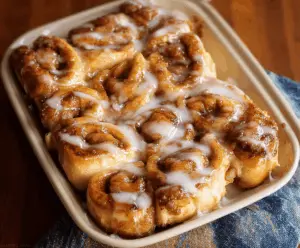 Delicious cinnamon rolls topped with apple pie filling, showcasing warm, flaky pastry and sweet, spiced apple topping perfect for breakfast or dessert