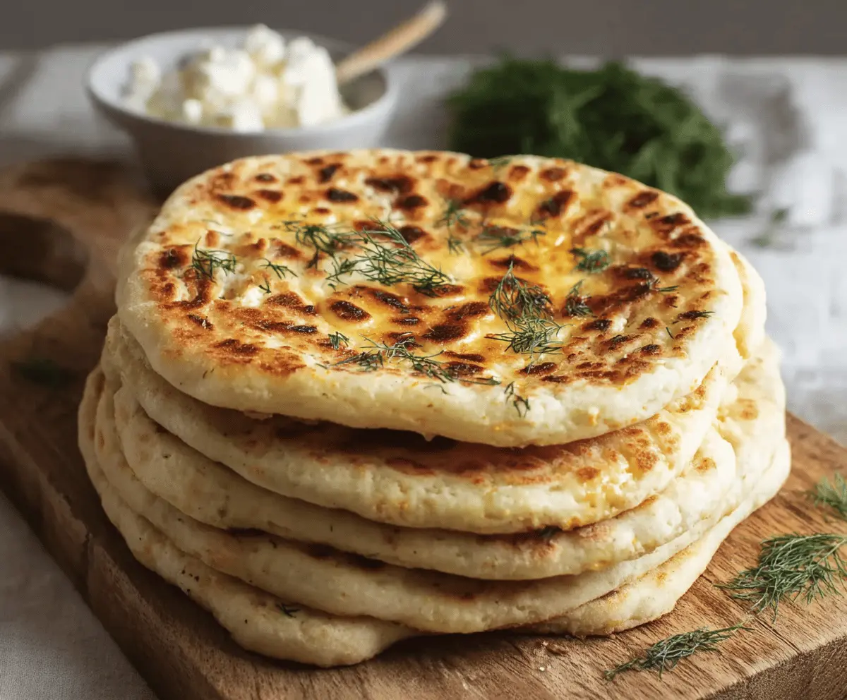 Delicious homemade cottage cheese flatbread topped with fresh herbs and a golden crust, perfect for a healthy snack or light meal.