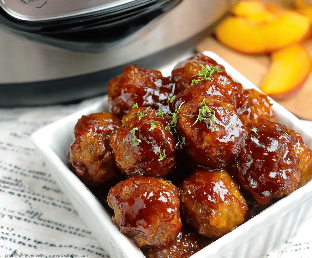 Crockpot BBQ Peach Meatballs Recipe