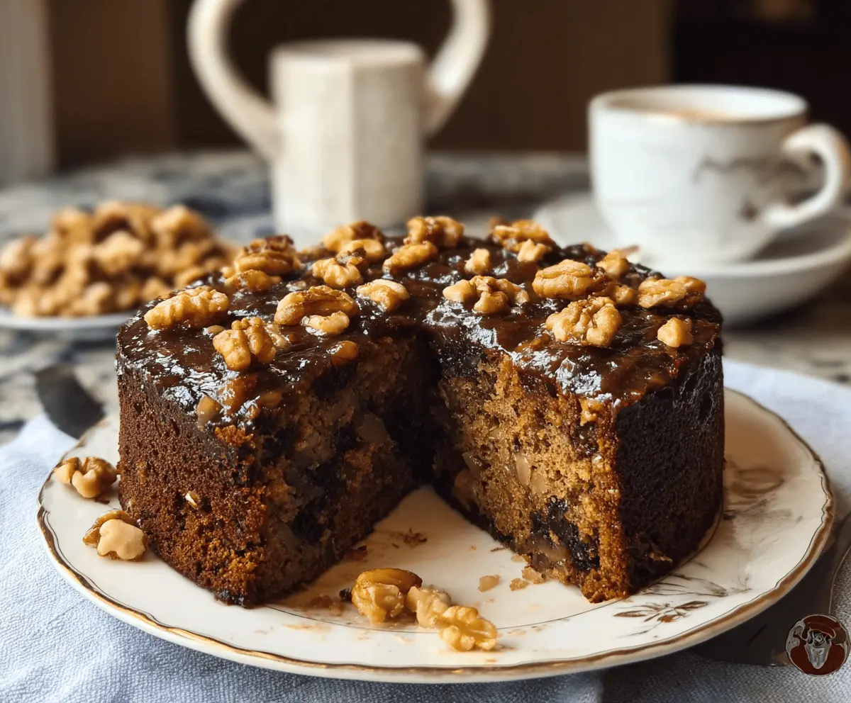 Irresistibly Moist Espresso Date Cake with Walnuts