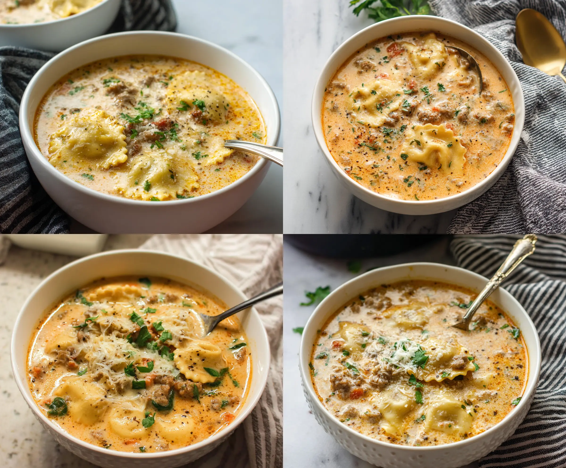 Creamy Ravioli Soup with Sausage