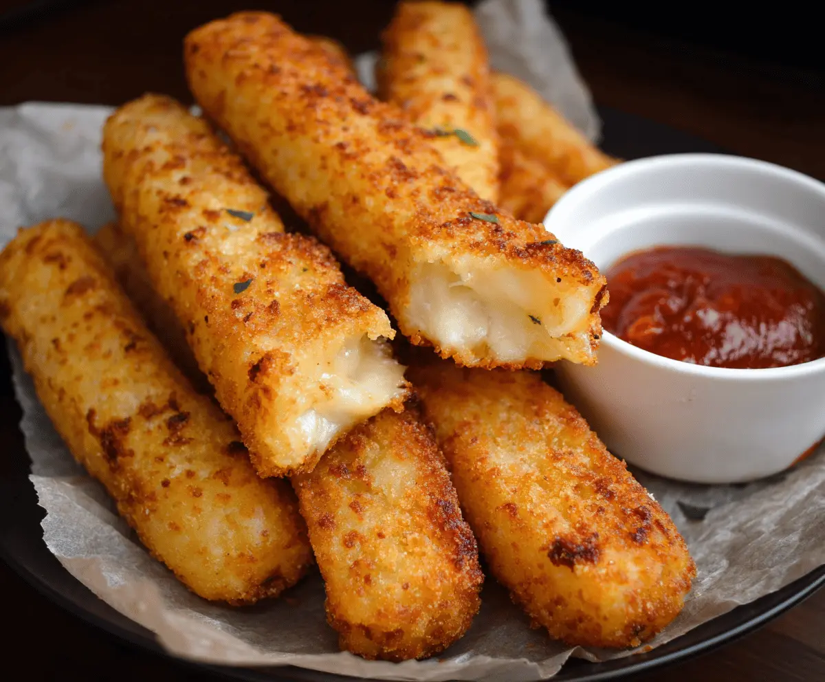 Golden crispy homemade potato cheese sticks served with dipping sauce, perfect for snacking or parties.
