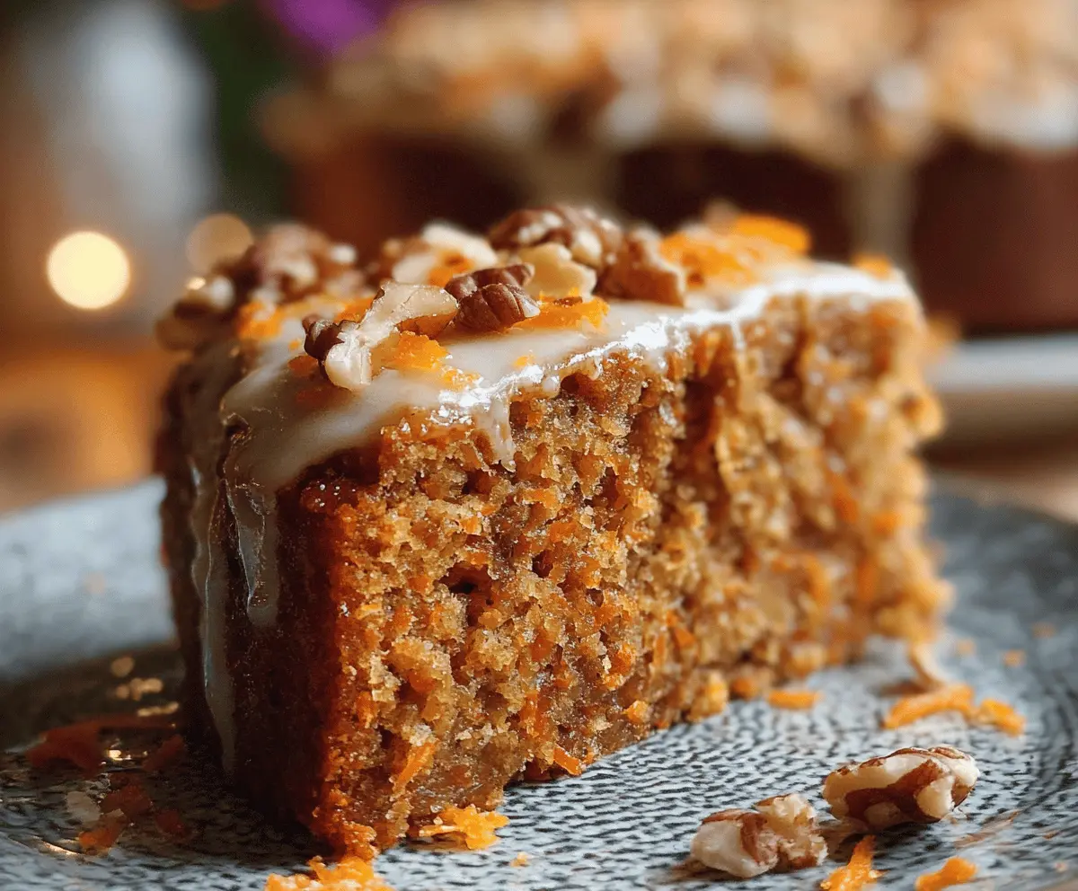 Delicious homemade oatmeal carrot cake topped with cream cheese frosting, perfect for a healthy dessert or breakfast treat