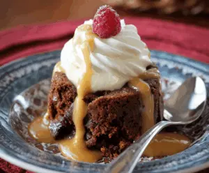 Delicious Gingerbread Pudding Cake topped with whipped cream and cinnamon, perfect for holiday desserts