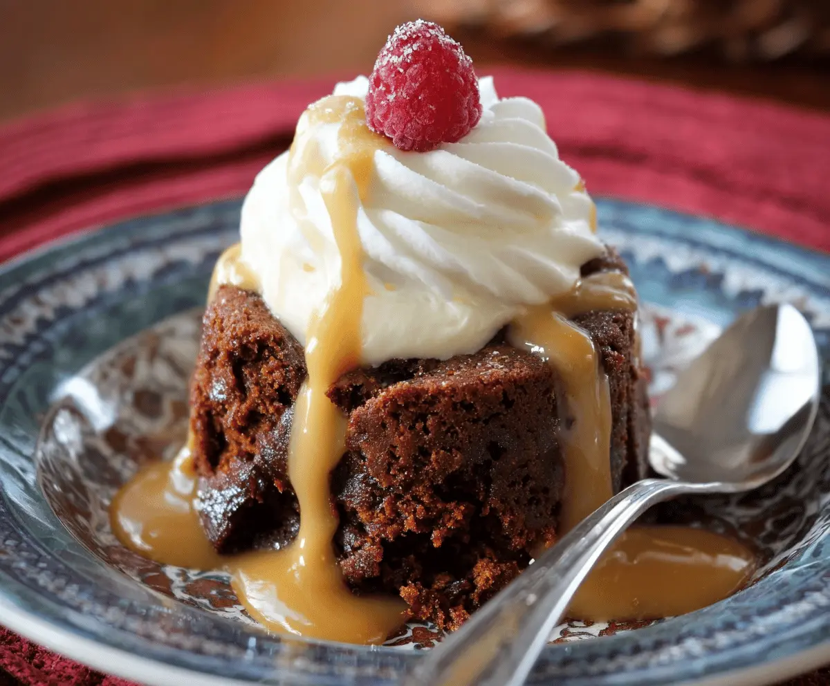 Delicious Gingerbread Pudding Cake topped with whipped cream and cinnamon, perfect for holiday desserts