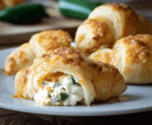 Creamy jalapeno popper crescent rolls filled with cheese and chopped jalapenos, baked to golden perfection—perfect appetizer for parties and snacks.