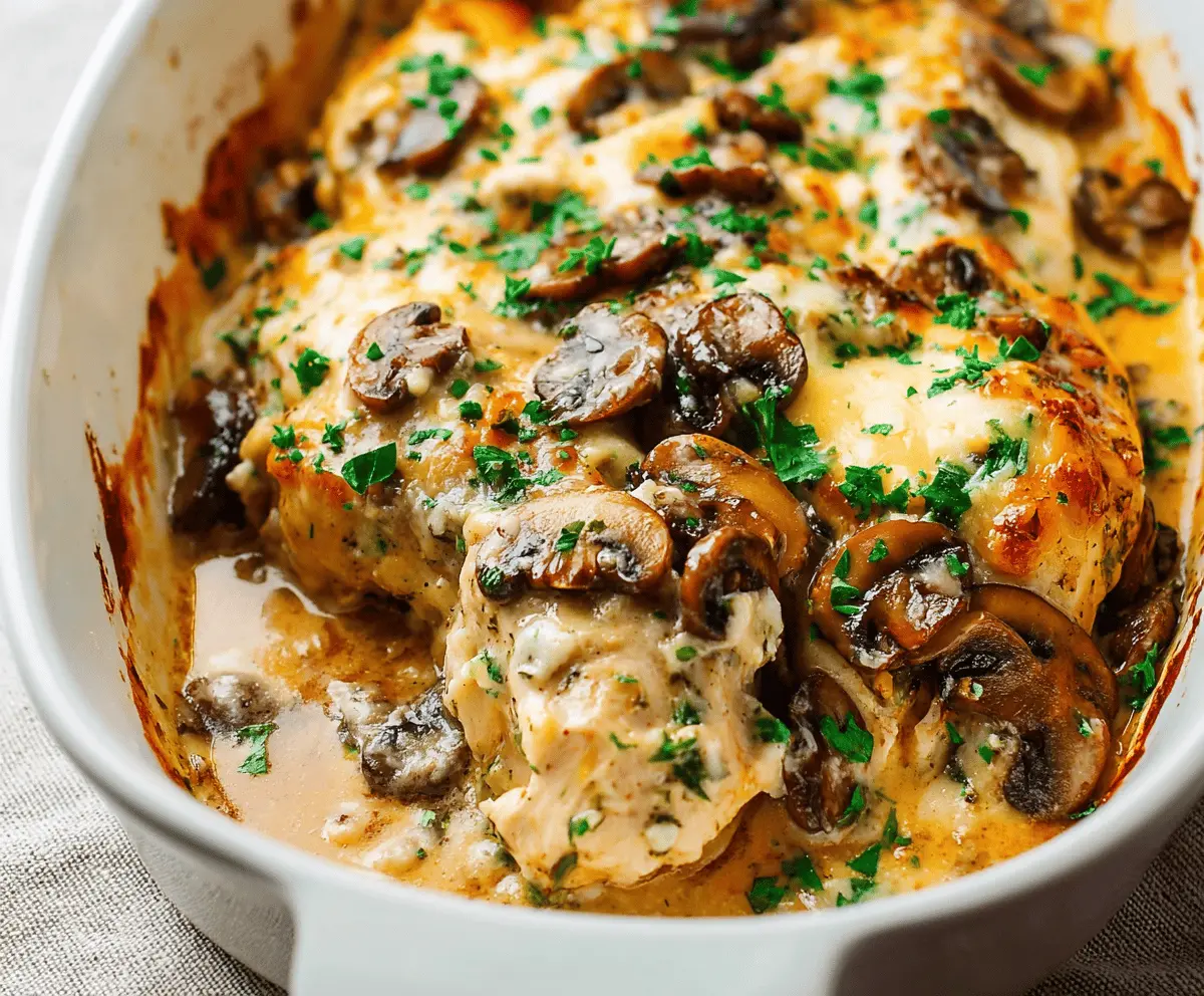 Keto Garlic Mushroom Chicken Casserole 