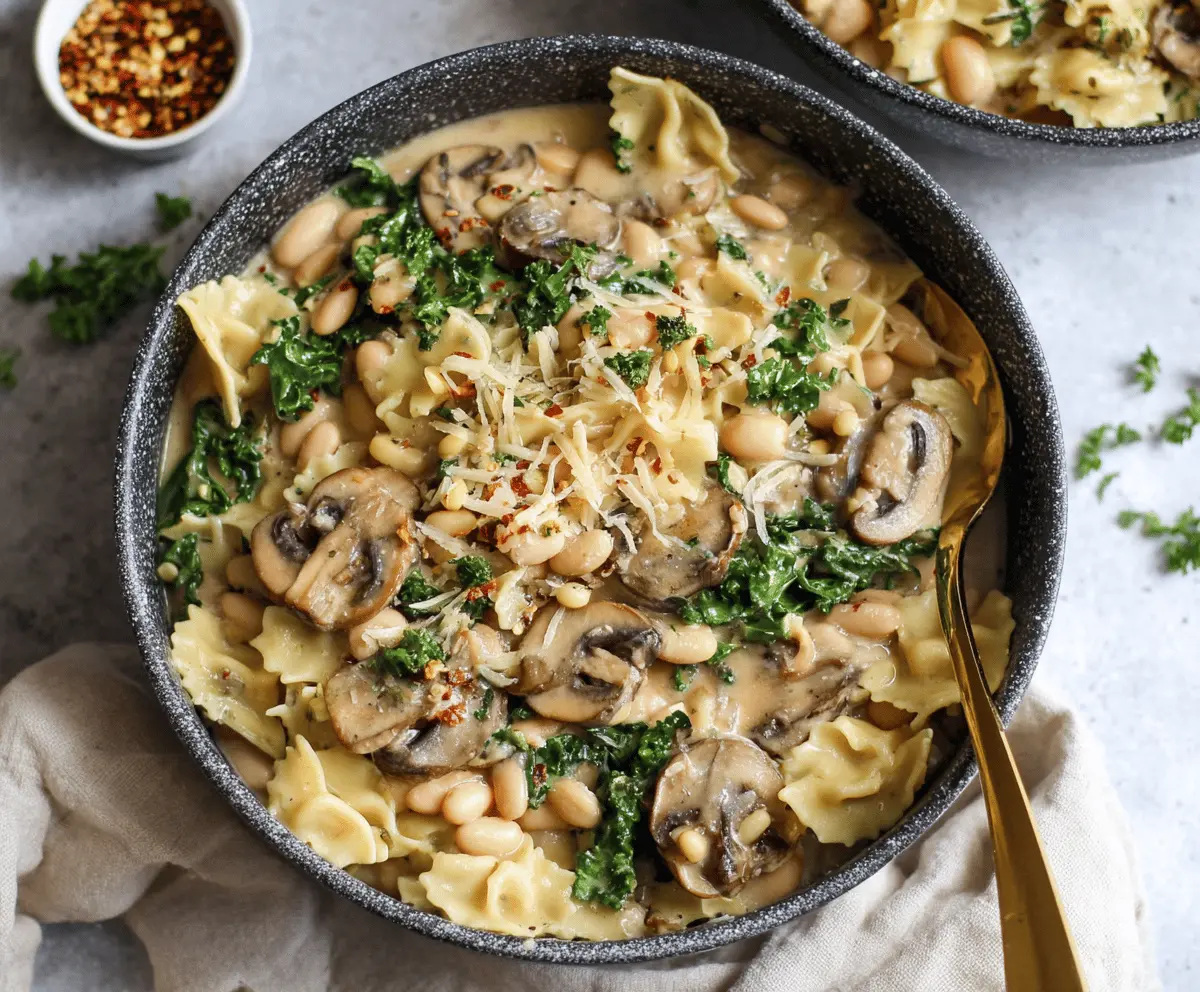 One-Pot Mushroom & White Bean Pasta