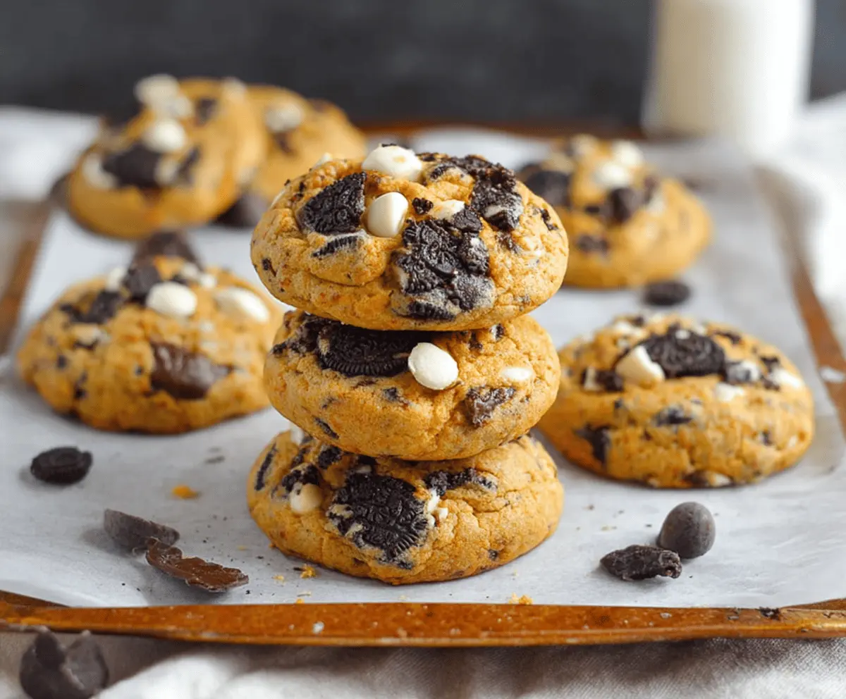 Pumpkin Oreo White Chocolate Cookies