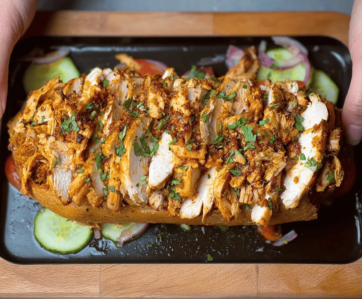 Delicious homemade chicken shawarma cooked in a loaf pan, ready to serve.